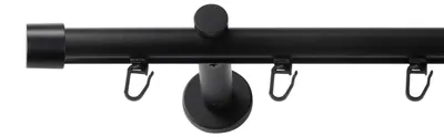Produktbild von SN Deco Gardinenstange Innenlauf Brest, 19 mm, 1-läufig, Stahl, Komplett-Set mit Ringen, Profilträger, 150 cm, schwarz