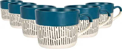 Produktbild von Nicola Spring Keramik-Kaffeetassen „Dash“ – 475 ml – Blau – 6 Stück