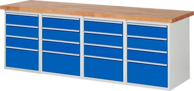 Produktbild von RAU Werkbank 2500x700x890mm 16xSchublade-TA l.gr/e.bl