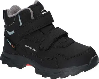 Produktbild von American Club Sn3422 Kinder Winterstiefel Softshell mit Klettverschluss | Gefüttert mit Fleece | Wasserdicht, Rutschfest & Warm | hochwertig Winterschuhe Schwarz/Grau 32