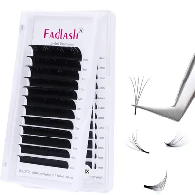 Immagine prodotto di Ciglia finte a ciuffetti, 0,07 mm, curvatura D, lunghezza 8-14 mm, colore nero, assortimento