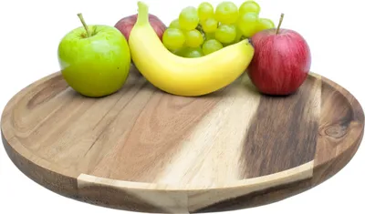 Image de 1.04 Assiette en bois d'acacia alimentaire - env. Ø 29 x 2 cm - assiette de service décorative ronde