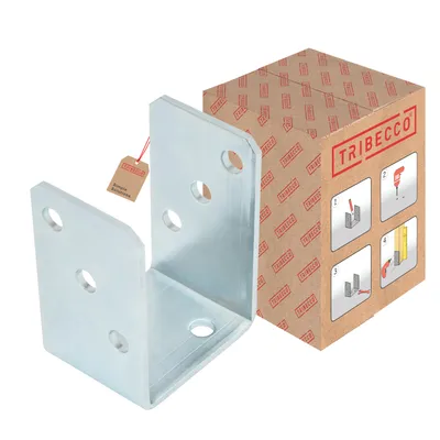 Produktbild von TRIBECCO® U-Pfostenschuh zum Aufschrauben für Vierkant-Holzpfosten, feuerverzinkt