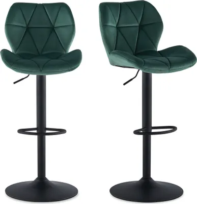 Produktbild von Clipop Barhocker 2er Set höhenverstellbar, drehbar Samt Barstuhl, Grün