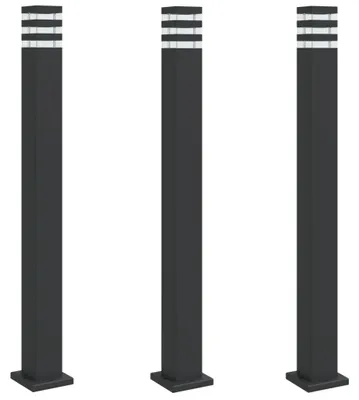 Immagine prodotto di vidaXL Luci da sentiero 3 pezzi nero 110 cm alluminio