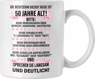 Produktbild von Trendation - 50. Geburtstag Frauen Tasse Geschenk Geschenkidee 50er Geburtstag Spruch Perfektion Mama Mutter Lustiger Spruch Witzig (Weiß)