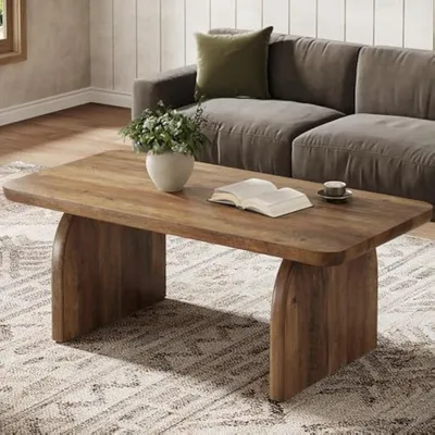 Imagen del producto de Mesa de centro - Mesa para el salón - Mesa auxiliar - Mesita - Mesa pequeña - Grande - Rectangular - Imitación de madera marrón