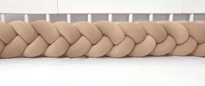 Produktbild von Bettschlange geflochten Velours 400 cm – Hellbraun | Bettumrandung Babybett Nestchen | Letino