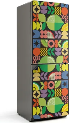 Obrázok produktu pre Geometrický vzor ovocia - Magnetický kryt na chladničku - Magnetická dekoratívna fólia do kuchyne - Magnetická dekorácia na chladničku - Samolepiaca magnetická tabuľa - Magnetická fólia na dvere chladničky - 70x190 cm