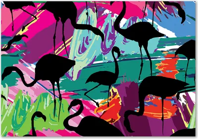 Produktbild von Tulup® Leinwandbild - 100x70 cm - Wandkunst - Drucke auf Leinwand - Leinwanddruck  - Tiere - Mehrfarbig - Flamingos