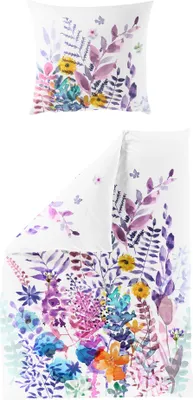 Produktbild von JACK by Bierbaum Mako Satin Digitaldruck Bettwäsche 2 tlg. 135x200cm Blumen Aquarell Bunt Offwhite