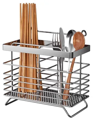 Produktbild von Wandmontierter Essstäbchenkäfig, Küchenutensilien-Trockenhalter, Besteckbehälter aus Edelstahl für Gabel und Löffel