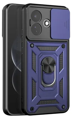 Image de Coque pour Redmi Note 17 Pro, avec support à anneau et protection pour l'appareil photo, couleur bleu nuit
