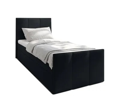 Produktbild von AX LIVING Levente Boxbett mit Bettkasten 100x200 Boxspringbett Schwarz