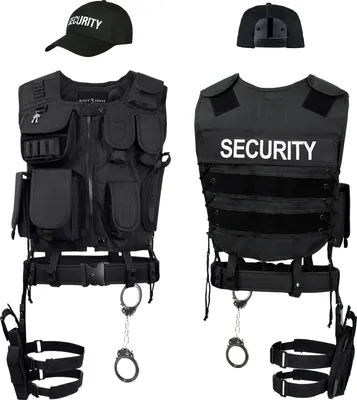 Produktbild von SWAT FBI POLICE SECURITY TASK FORCE DEA NYPD SHERIFF Kostüm inkl. Einsatzweste, Pistolenholster, Gürtel, Handschellen, Baseball Cap - XL/XXL - SECURITY