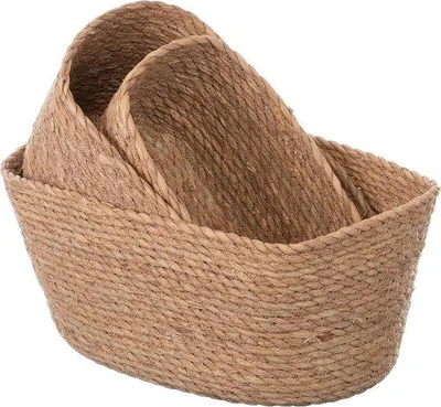 Obrázok produktu pre Manden morská tráva sada 3 úložných košíkov 34 cm 30 cm a 25 cm dekoratívne tkané koše - prírodné farby - úložné koše - Brandsseller Prútené úložné koše (2-5)