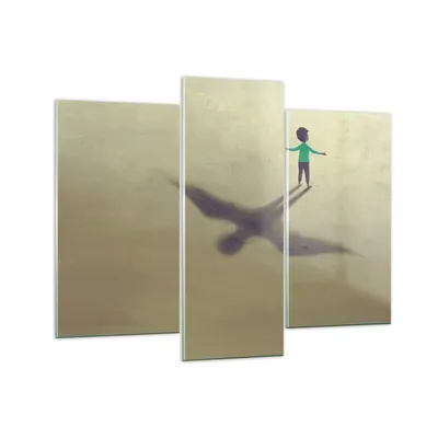 Produktbild von Bilder auf glas - 3 Teile - Kind Symbol Vogel - 130x100cm - Glasbilder - Wandbilder - Bilder - zum Aufhängen bereit - Wanddekoration aus Glas - Glas Bilder - Wandbild auf Glas - GCB130x100-4765
