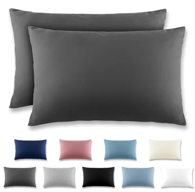 Produktbild von Kissenbezug 40 x 60 cm, 2er-Set, mit Reißverschluss – Kissenbezug aus gebürsteter Mikrofaser, waschbar bis 40 °C, anthrazit
