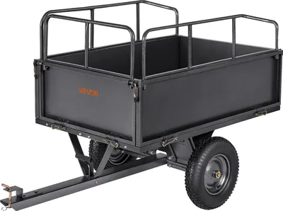 Immagine prodotto di VEVOR rimorchio ribaltabile, portata 272 kg, rimorchio per trasporto ATV-UTV, rimorchio ribaltabile per traino posteriore con pneumatici da 40,64 cm, trazione manuale o a pedale, rimorchio da cantiere per trattori tosaerba