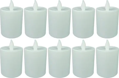 Produktbild von LED Kerze Outdoor 10x weiß Grablichter LED mit Batterie Dauerkerze | LED Kerzen flackernde Flamme Dauerbrenner LED Friedhofskerze Ambientebeleuchtung Gedenkkerze