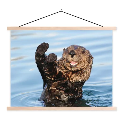 Produktbild von MuchoWow® Textilposter Otter im Wasser 40x30 cm mit holzfarbenen Rahmen - Bilder