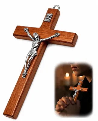 Holzkreuz mit Jesus-Relief, 7x12,5 cm, zum Aufhängen