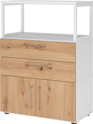Produktbild von HAMMERBACHER Regalschrank FlexWall, VFW38K1RG/W/R/BS weiß, asteiche 80,0 x 40,0 x 109,8 cm