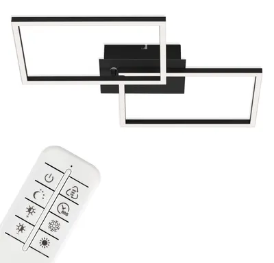 Productafbeelding van BRILONER FRAME LED-plafondlamp, met afstandsbediening, dimbaar, CCT-kleurtemperatuurregeling, kantelbaar, zwart, 50 x 38,8 x 7,8 cm