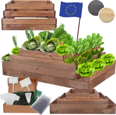Produktbild von MODO24 Hochbeet Holz, Pflanzkasten, Massivholz, Kiefer, Kräuterbeet, Blumenkasten, Garten, Terrasse, 36x117x80 cm, Braun, ZP09