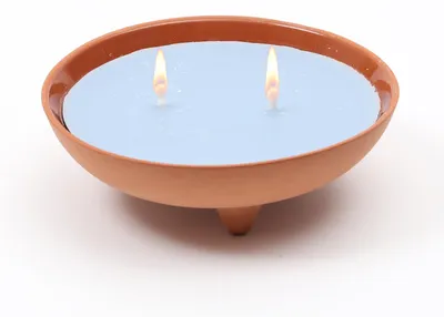 Produktbild von Duftkerze CITRONELLA - Echtwachs in Tonschale - 2 Dochte - Outdoorkerze - blau
