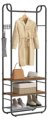 Image de VASAGLE, porte-manteau, portant à vêtements, avec étagère à chaussures, étagère à chaussures
