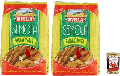 Produktbild von Divella Semola Rimacinata Hartweizenmehl für Pasta & Pizza 2x 1kg + Italian Gourmet polpa 400g
