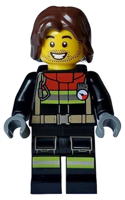 Produktbild von LEGO Minifigur Fire - Male, Black Jacket and Legs with Reflective (cty1714)