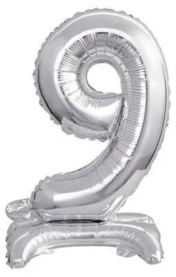 Produktbild von Folienballon Zahl 9 silber stehend
