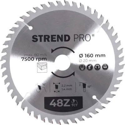 Produktbild von Scheibe Strend Pro TCT 160x2.2x20/16 mm 48T, für Holz, Sägeblatt, SK-Zähne