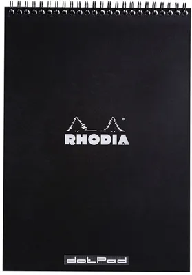 Produktbild von Rhodia Note Pad Doppelspirale DIN A4 80 Blatt 80g Dot Lineatur Schwarz