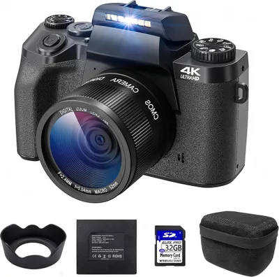Produktbild von Fine Life Pro W5 Digitálne fotoaparáty 4K, 64MP Duálny Fotoaparáty, Kompaktné fotoaparáty s 16x digitálnym zoomom, 4,0" dotykový displej, WiFi