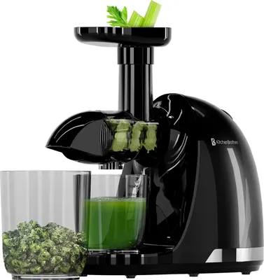 Produktbild von KitchenBrothers Slow Juicer - Entsafter - Obst- und Gemüsepresse - 700ml - Mit Fruchtfleischbehälter - Schwarz