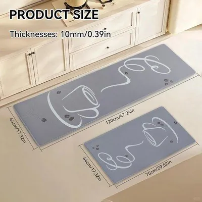 Produktbild von Famanu Küchenteppichset rutschfest waschbar - 2 Stück, 44 x 75 + 44 x 150 cm