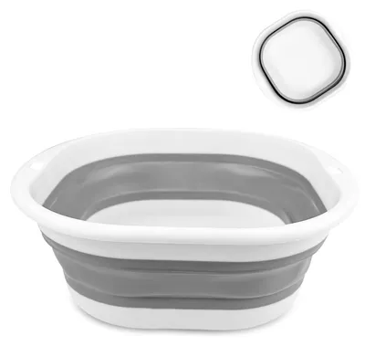 Produktbild von Faltbare Waschschüssel Faltschüssel Waschbecken - Silikon - 30,5 x 21 x 11 cm - Grau - Für Badezimmer, Küche und Camping