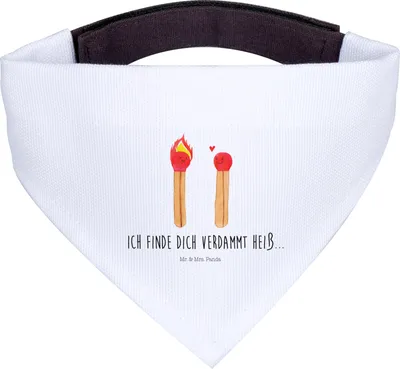 Produktbild von Mr. & Mrs. Panda Hundehalstuch Streichhölzer - Weiß - Geschenk, Hundebandana, Halstuch, Freundin, Hunde-Bandana, Hunde, Liebesbeweis, Liebesgeschenk, Tuch