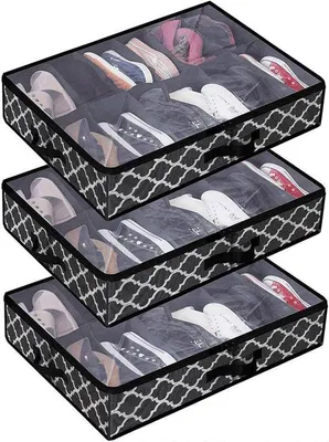 Immagine prodotto di 3 robuste scatole porta scarpe da riporre sotto il letto con 12 scomparti