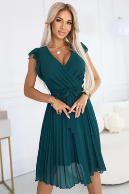 Zdjęcie produktu dla Numoco Damska mini sukienka POLINA ciemnozielona S