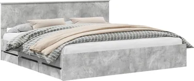 Image de Cadre de lit Gris béton 200 x 200 cm Bois Ingénierie