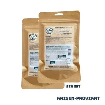 Produktbild von Krisen-Proviant - 2er-Set Spaghetti in Käse-Sahne-Sauce, Notration 5 J. haltbar
