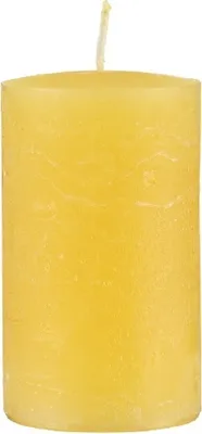 Produktbild von Kopschitz durchgefärbte Rustica Kerze, Stumpenkerzen Gelb, 12 x 6 cm, 1 Stück, rußarm, tropffrei