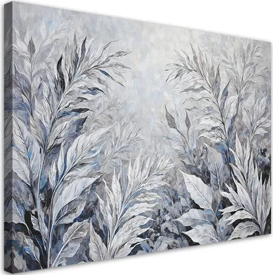 Produktbild von Leinwandbild Blätter Abstrakte Botanik 120x80 Feeby Silber bild für die wand bereit zum aufhängen