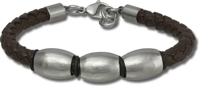 Produktbild von SilberDream Armband Leder Armschmuck braun geflochten Herren Männer LAP007B