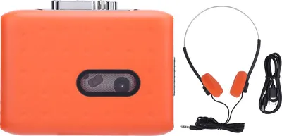 Immagine prodotto di Lettore di cassette, registratore, convertitore digitale portatile da USB-C a MP3 con microfono e jack per cuffie integrati, arancione
