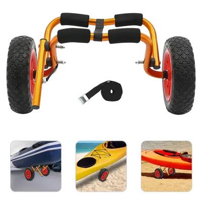 Image de Pliable Roues de kayak Chariot de transport de kayak Chariot de bateau pliable Remorque de bateau avec deux roues jusqu'à 66KG Aluminium